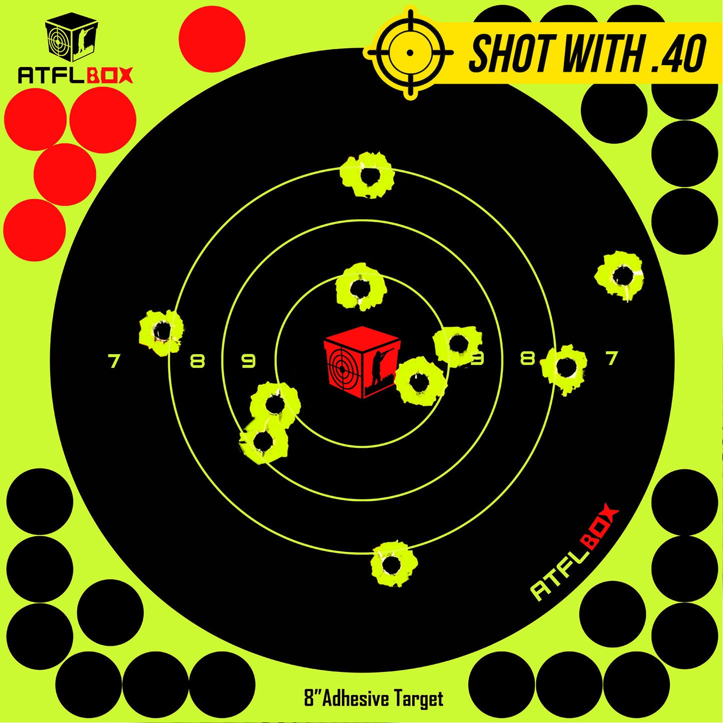 Atflbox 50 pcs Shooting Target 8'' Bulleye Super Splatter Paper Targets and Adhesive Target, Rective Shooting Targets for Pellet gun Rifle