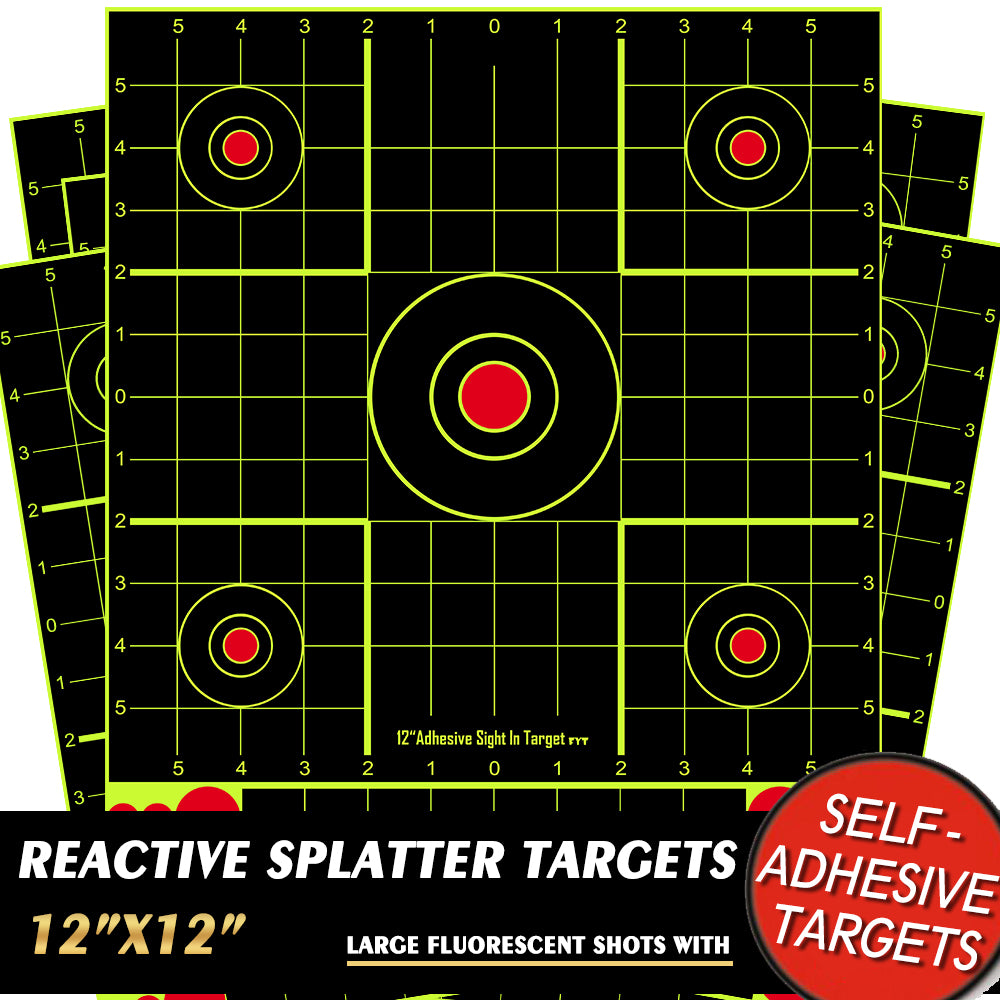 ATFLBOX 25pcs 12" x 13" Splatter Paper Shooting Targetand Adhesive Target, Rective Shooting Targets for Pellet gun Rifle