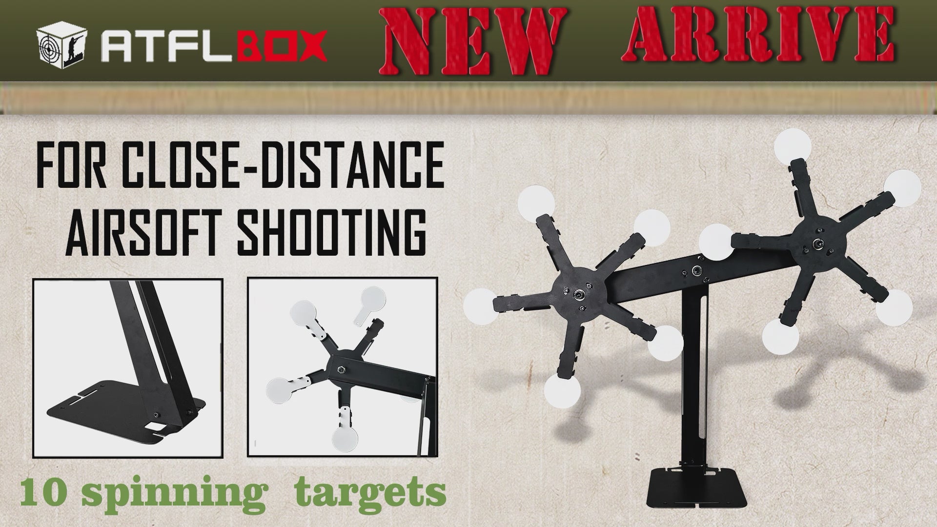 Atflbox Rotating Metal Dynamic Shooting Target Stand with 10 Steel